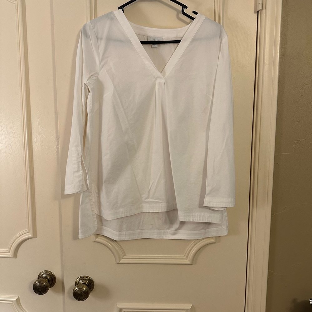J. Jill White Asymmetrical 3/4 Sleeve Blouse